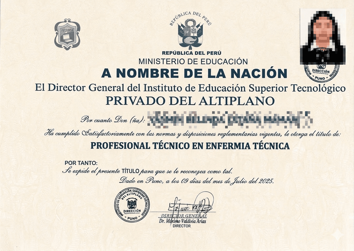 Documento oficial: Profesional Técnico en Enfermería Técnica